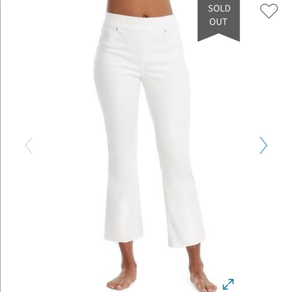 SPANX High Waist Cropped White Flare Jeans